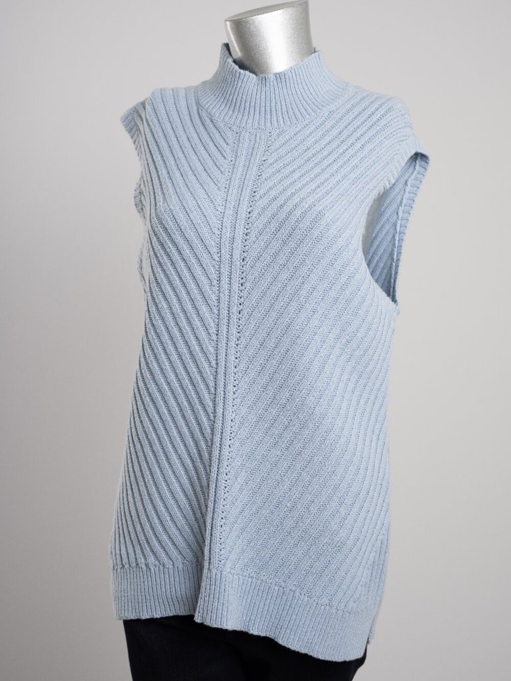 Sail to Sable Blue Mockneck Sleeveless Sweater